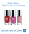 High tolerance nail enamel enriched with sulfur, zinc, iron, vitamin E and calcium to strengthen, stimulate, harden.